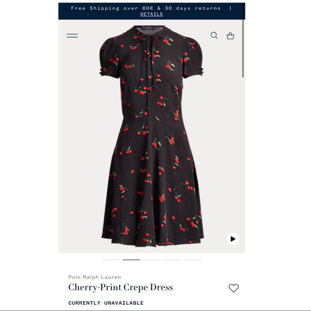 POLO RALPH LAUREN Cherry Print Crepe Dress